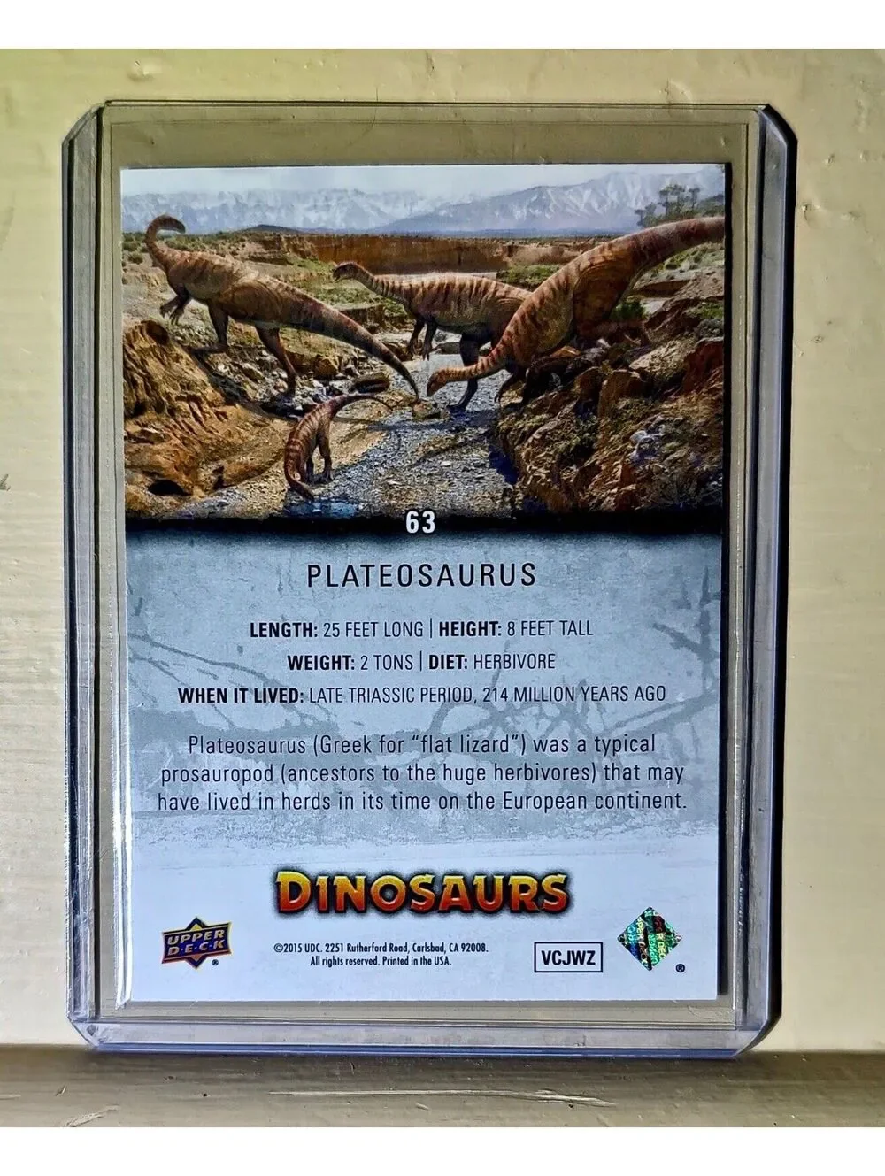 2015 Upper Deck Dinosaurs Plateosaurus #63 Card